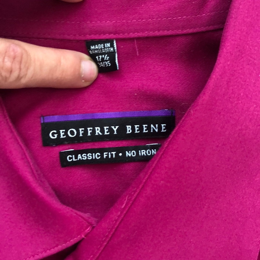 Geoffrey Beene Raspberry Button Down Shirt - Picture 2 of 7